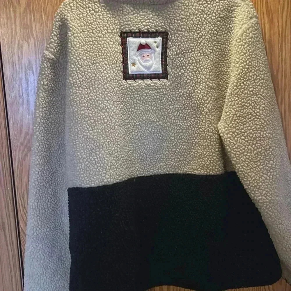 Christmas Holiday Santa With Cotton Ball Hat Fleece Sweater Size 1x Ladies - Picture 5 of 7